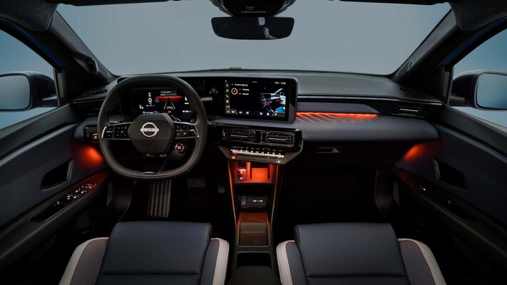Vista trasera del Nissan Micra eléctrico, destacando su diseño moderno. Vista trasera del Nissan Micra eléctrico, destacando su diseño moderno.