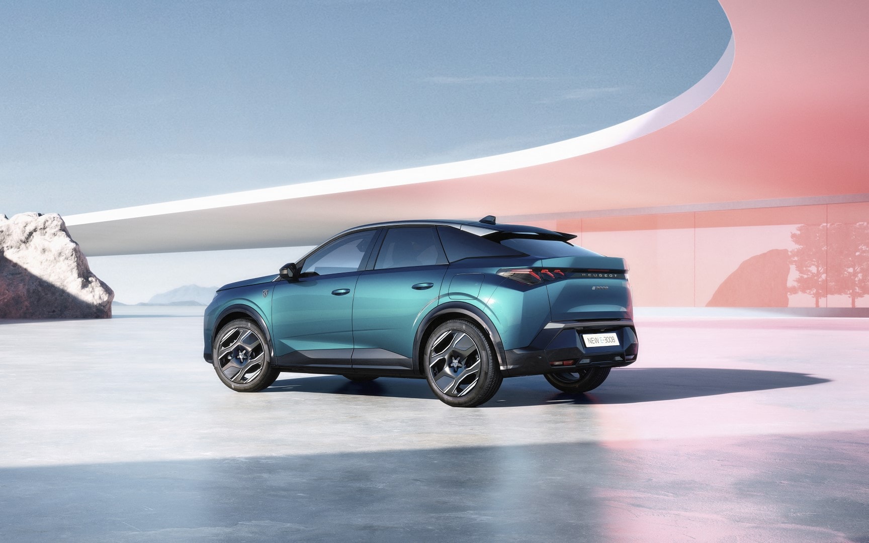 Fotografía artística del Peugeot 3008 eléctrico destacando su diseño y carga eléctrica.