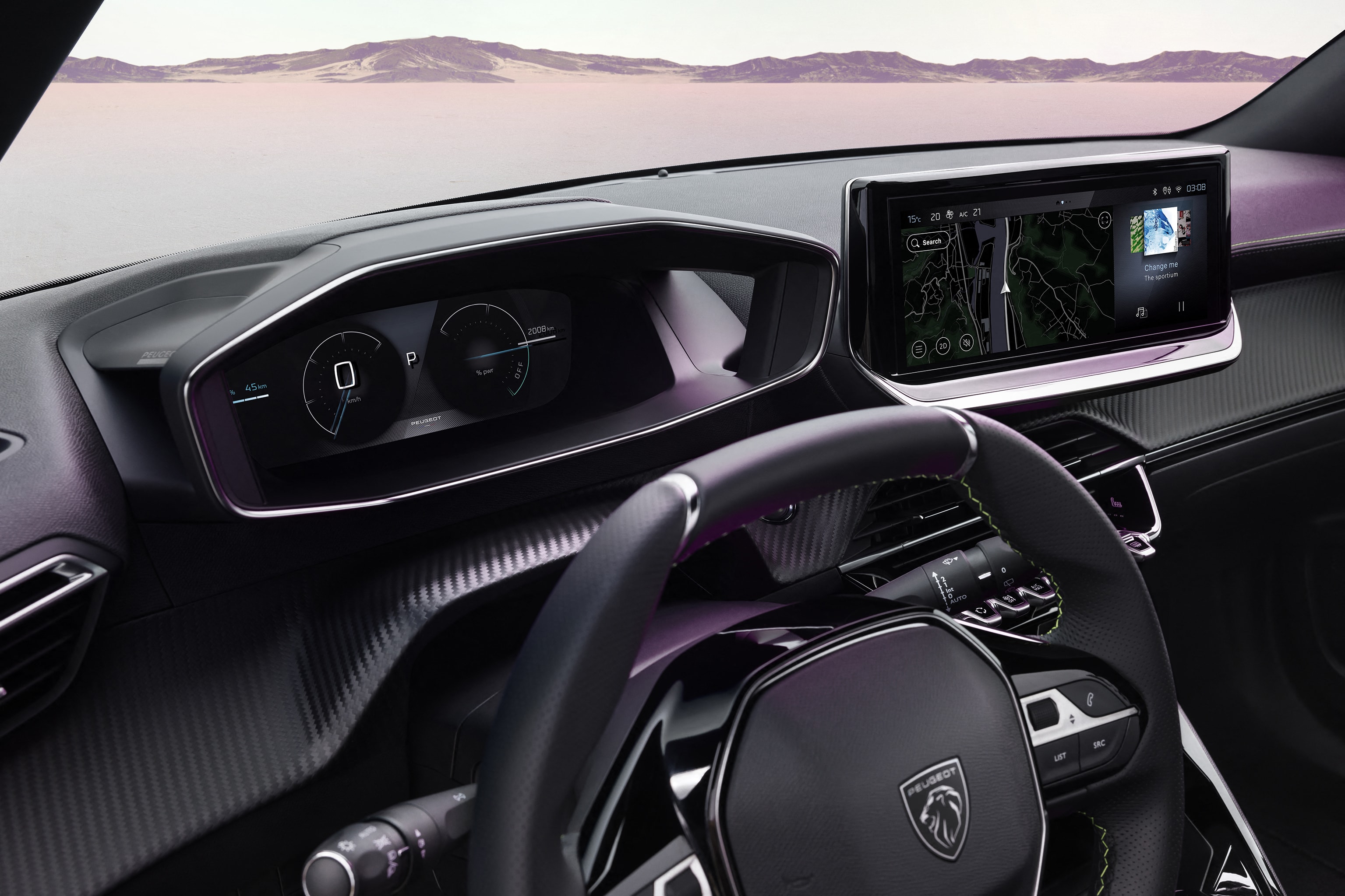 Instrumentación y pantalla táctil central, reflejando tecnología y comodidad