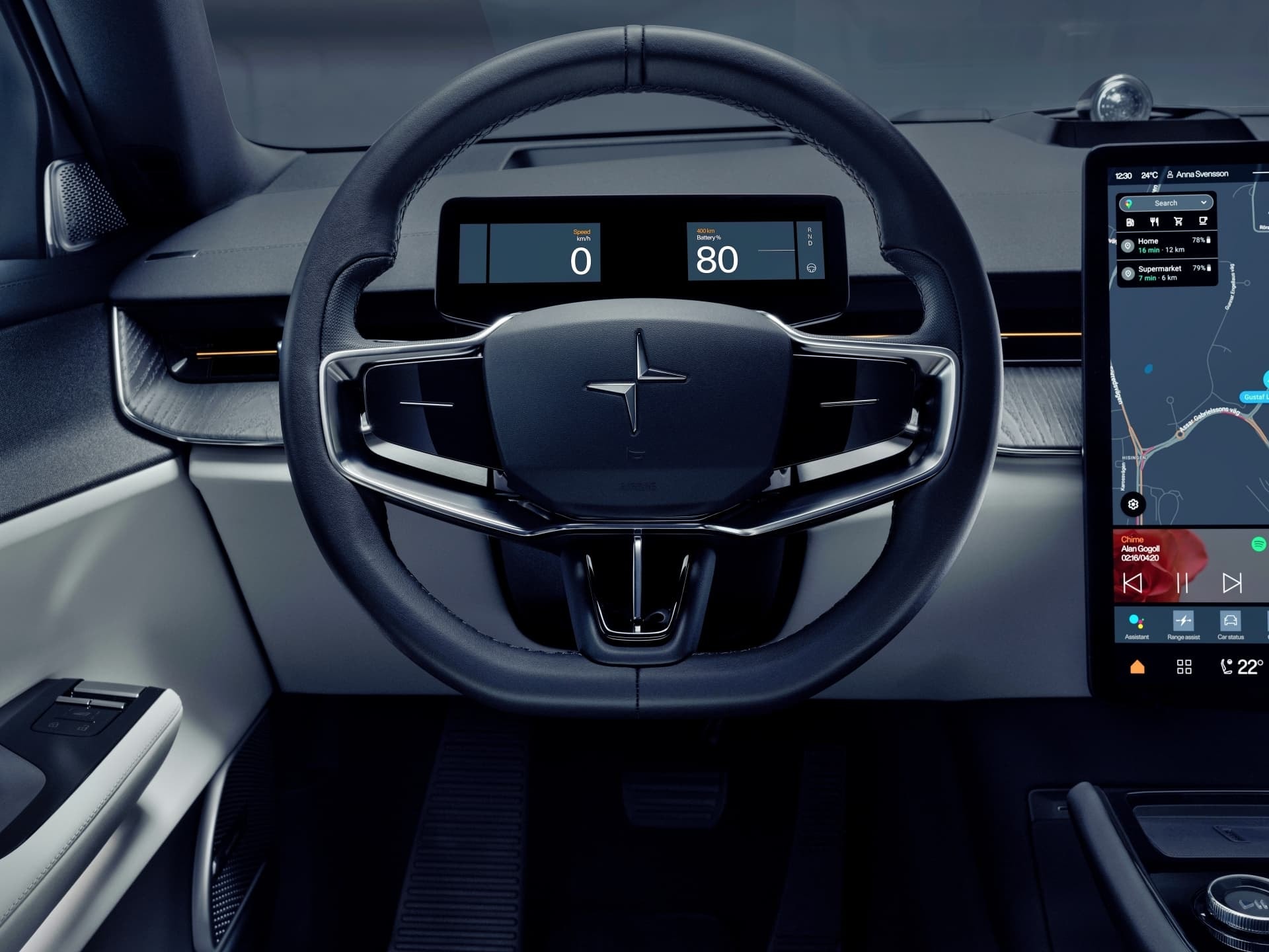 Imagen clara del tablero de instrumentos del Polestar 3.