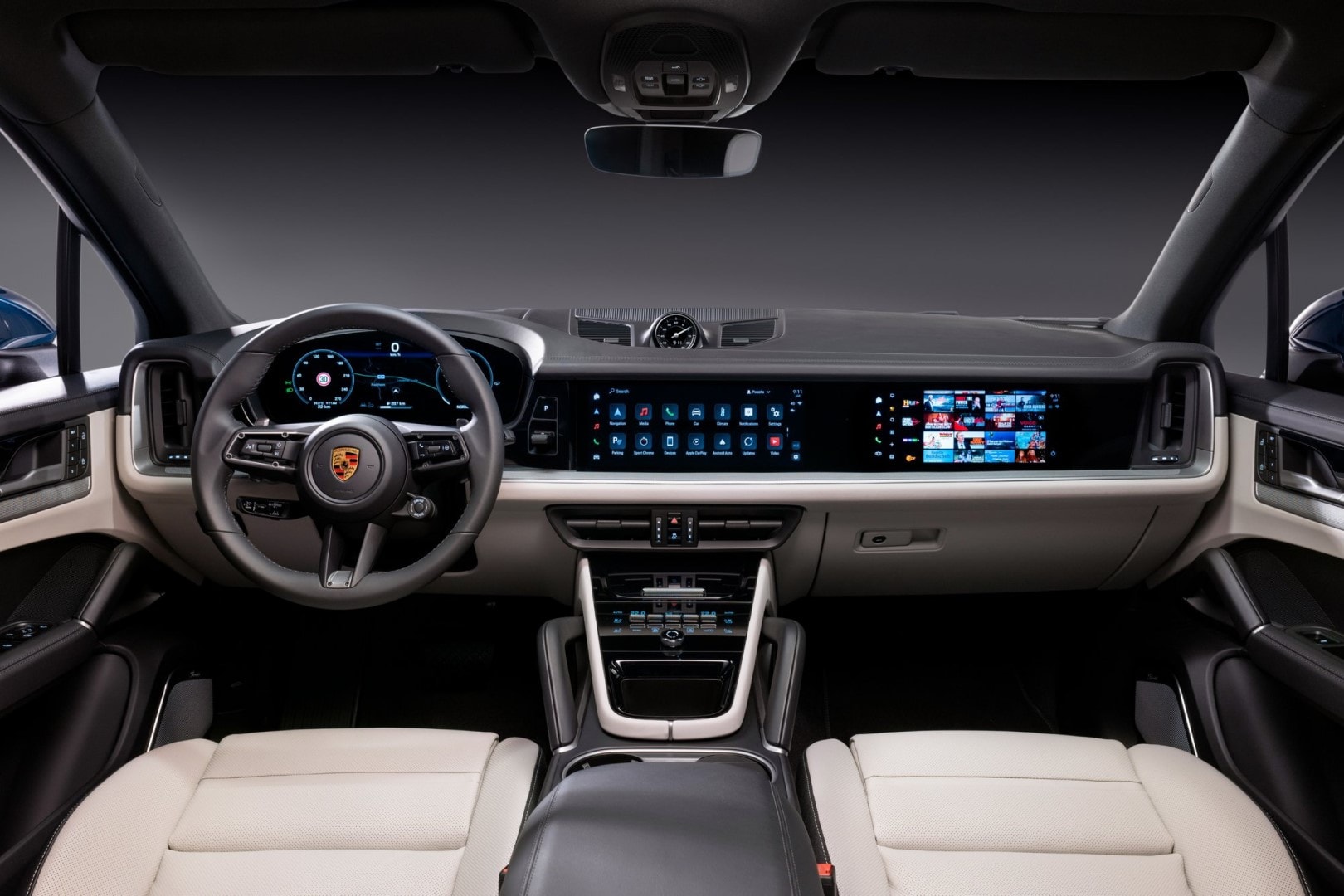 Cabina del Porsche Cayenne destacando su tecnología y confort