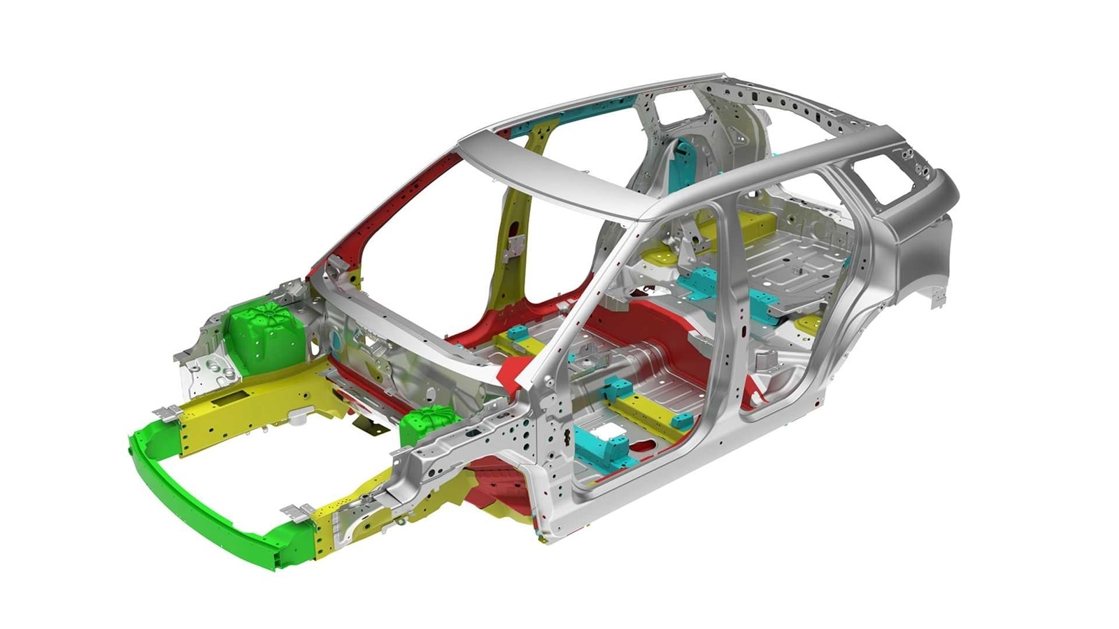 Chasis del Evoque, mostrando la distribución de elementos estructurales.