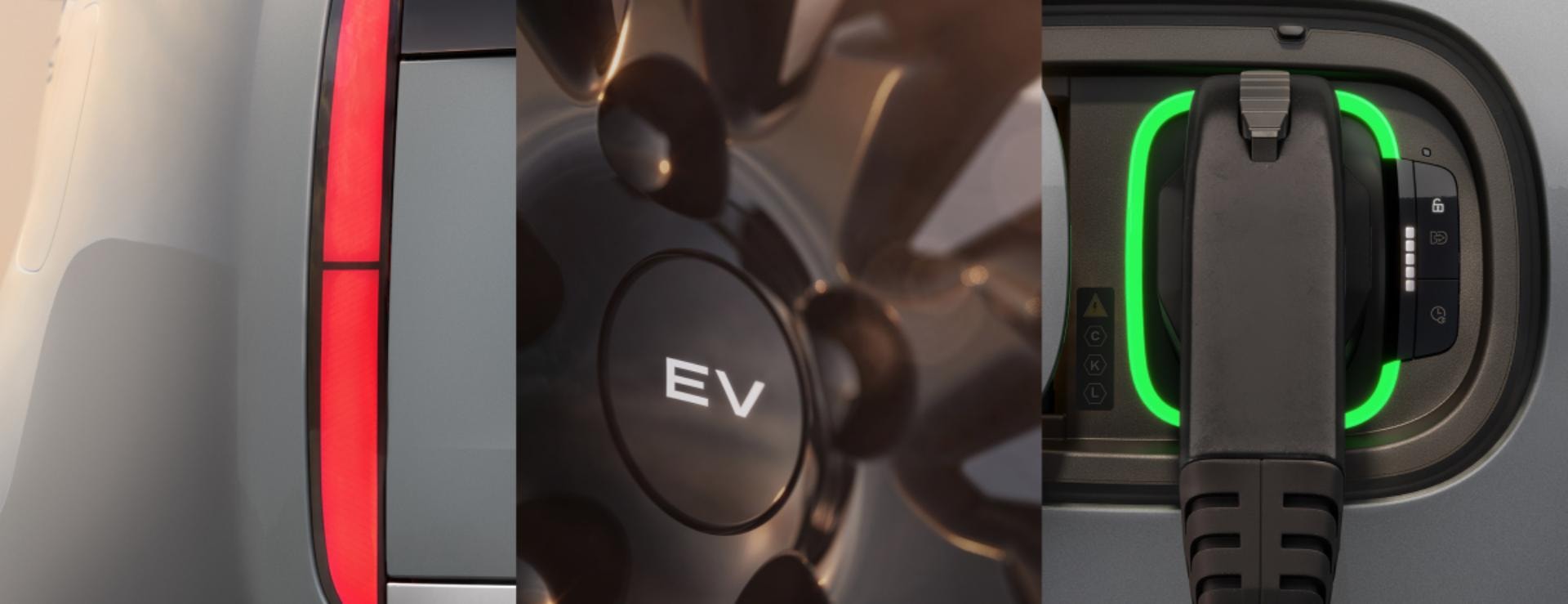 Conjunto de imágenes del Range Rover híbrido destacando su identidad eléctrica.