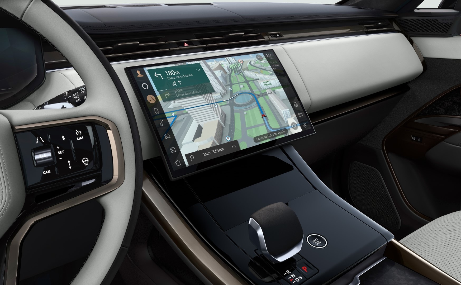 Pantalla con sistema de navegación del Range Rover Sport.