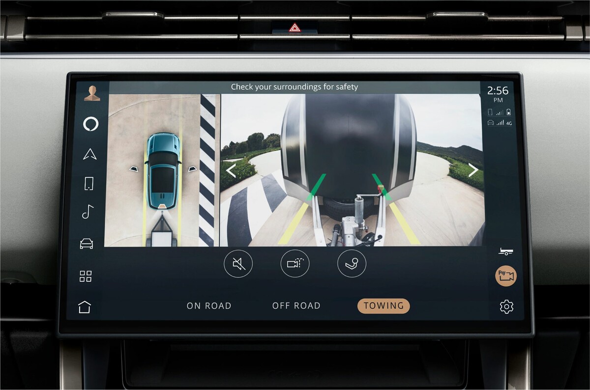 Pantalla multifunción con cámaras de visión 360º en el Range Rover Sport. Pantalla multifunción con cámaras de visión 360º en el Range Rover Sport.