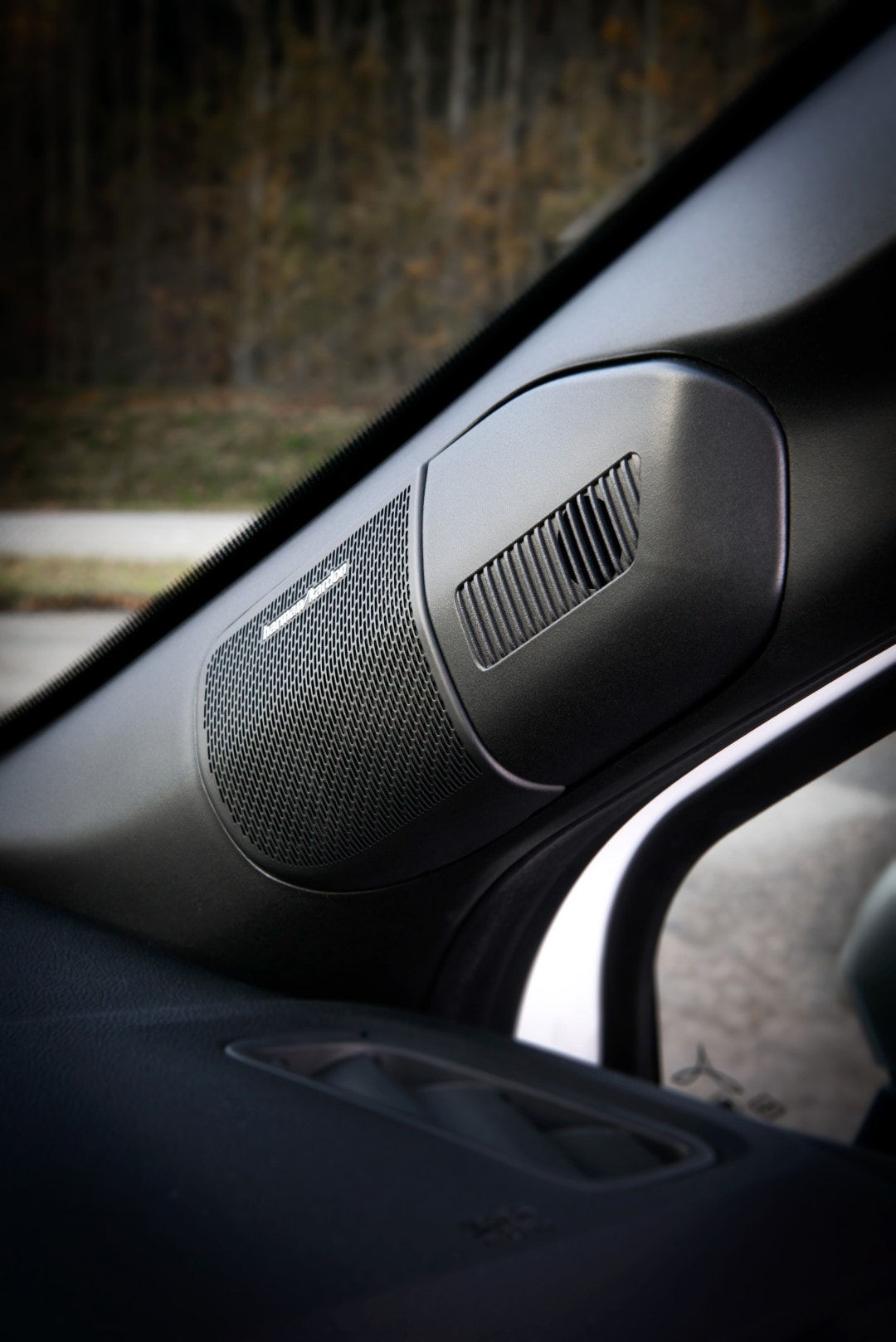 Primer plano del sistema de sonido integrado en la puerta del Captur