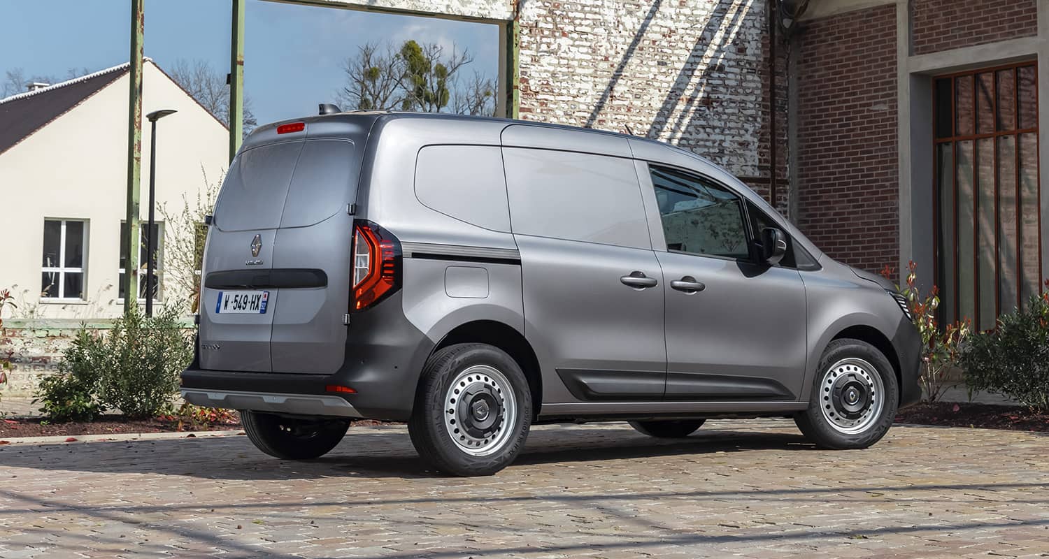 Perspectiva trasera y lateral del Kangoo Van mostrando el diseño de la carrocería.