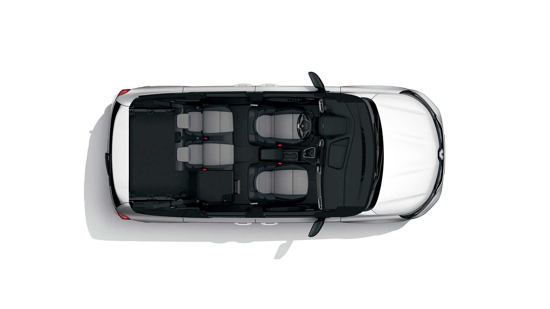 Distribución de asientos vista desde arriba en el Renault Kangoo Combi.