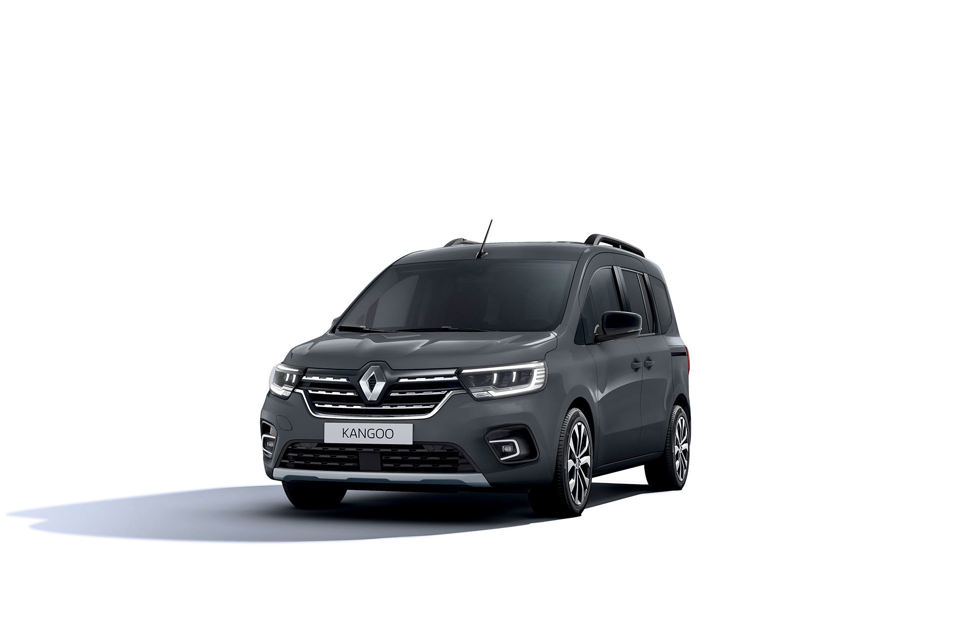 Representación frontal del Renault Kangoo Combi mostrando su diseño actualizado.