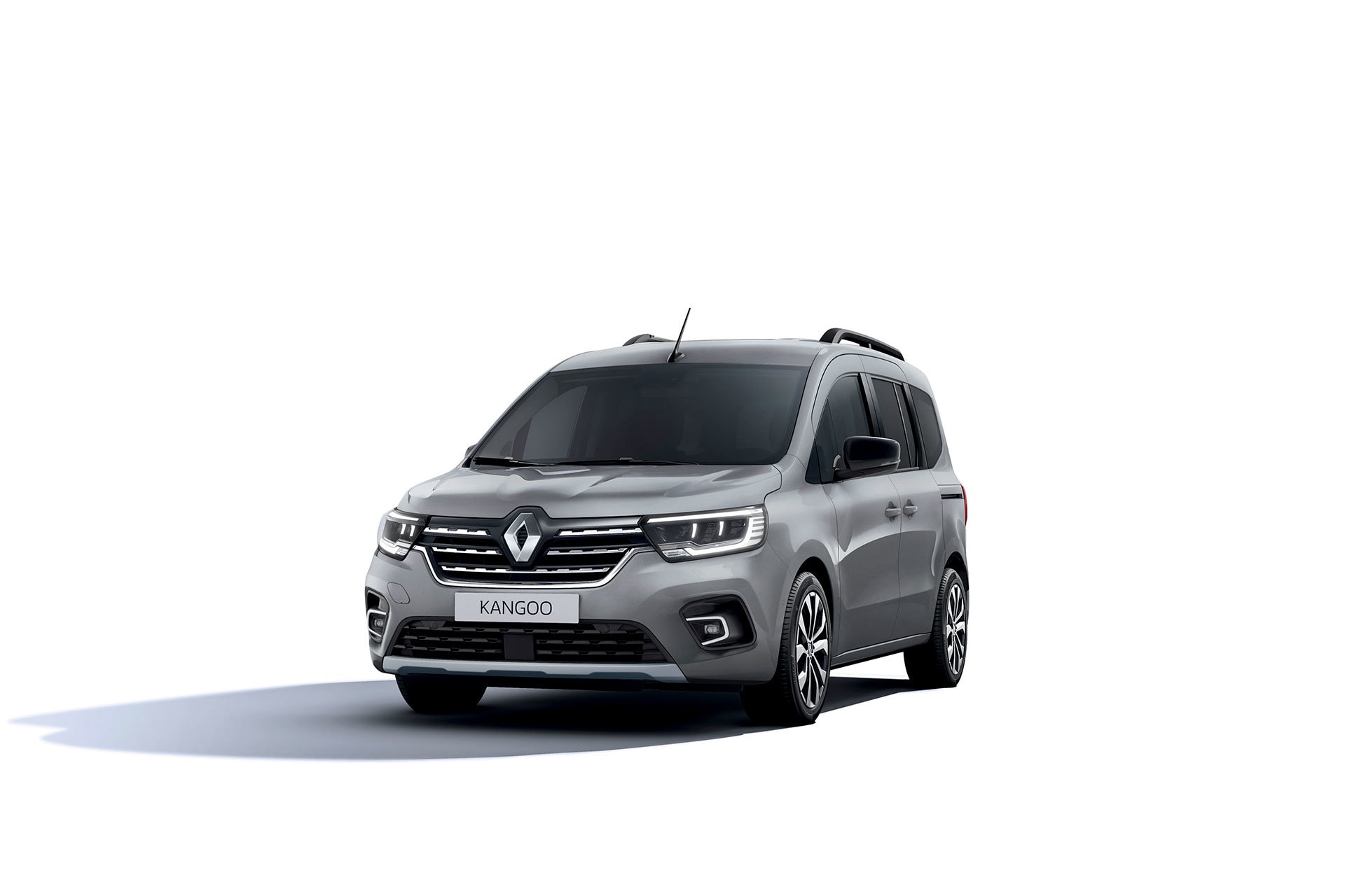 Imagen de frente del Renault Kangoo Combi, destacando su diseño práctico y moderno.