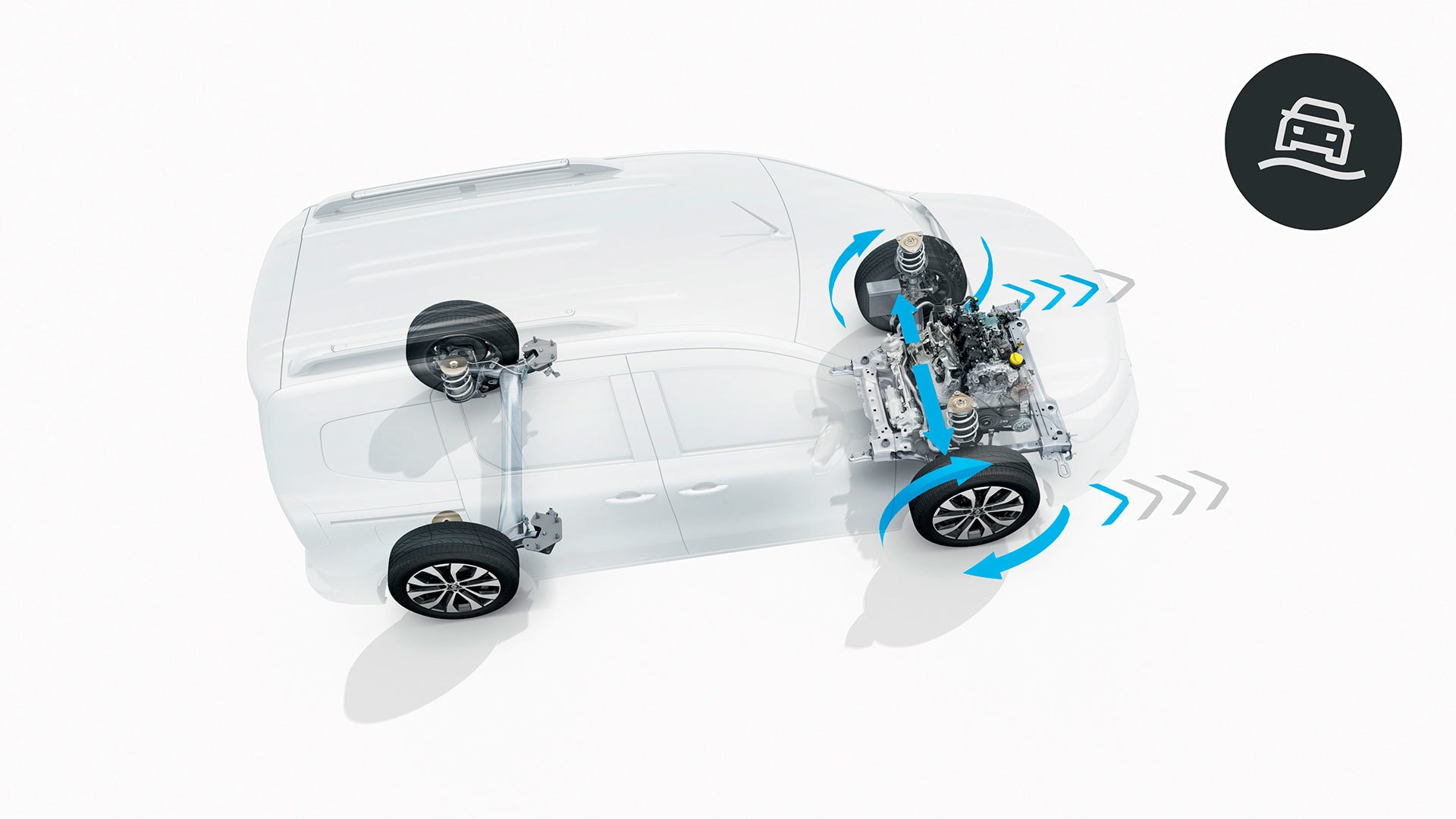 Ilustración del sistema de propulsión del Kangoo Combi, evidenciando su tecnología.