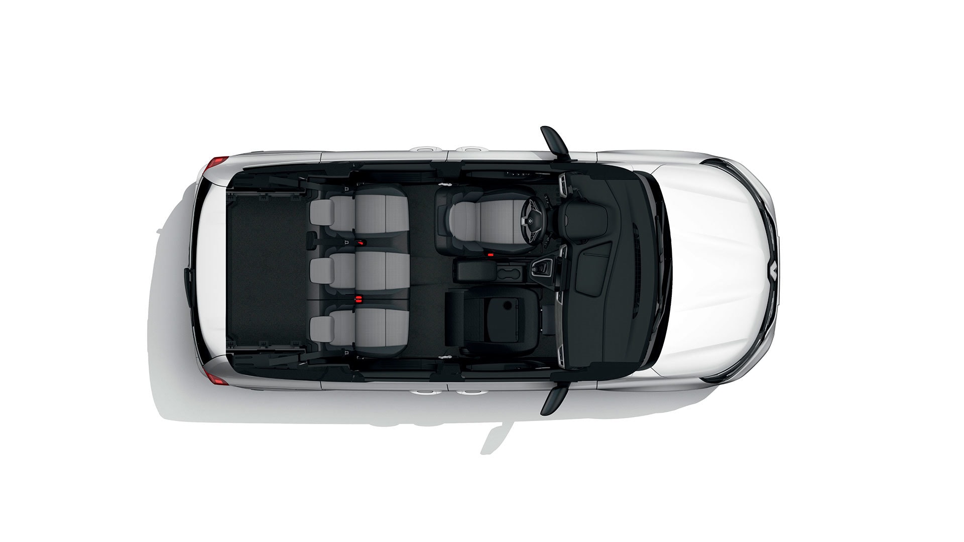 Vista superior del Renault Kangoo Combi mostrando la configuración de asientos.