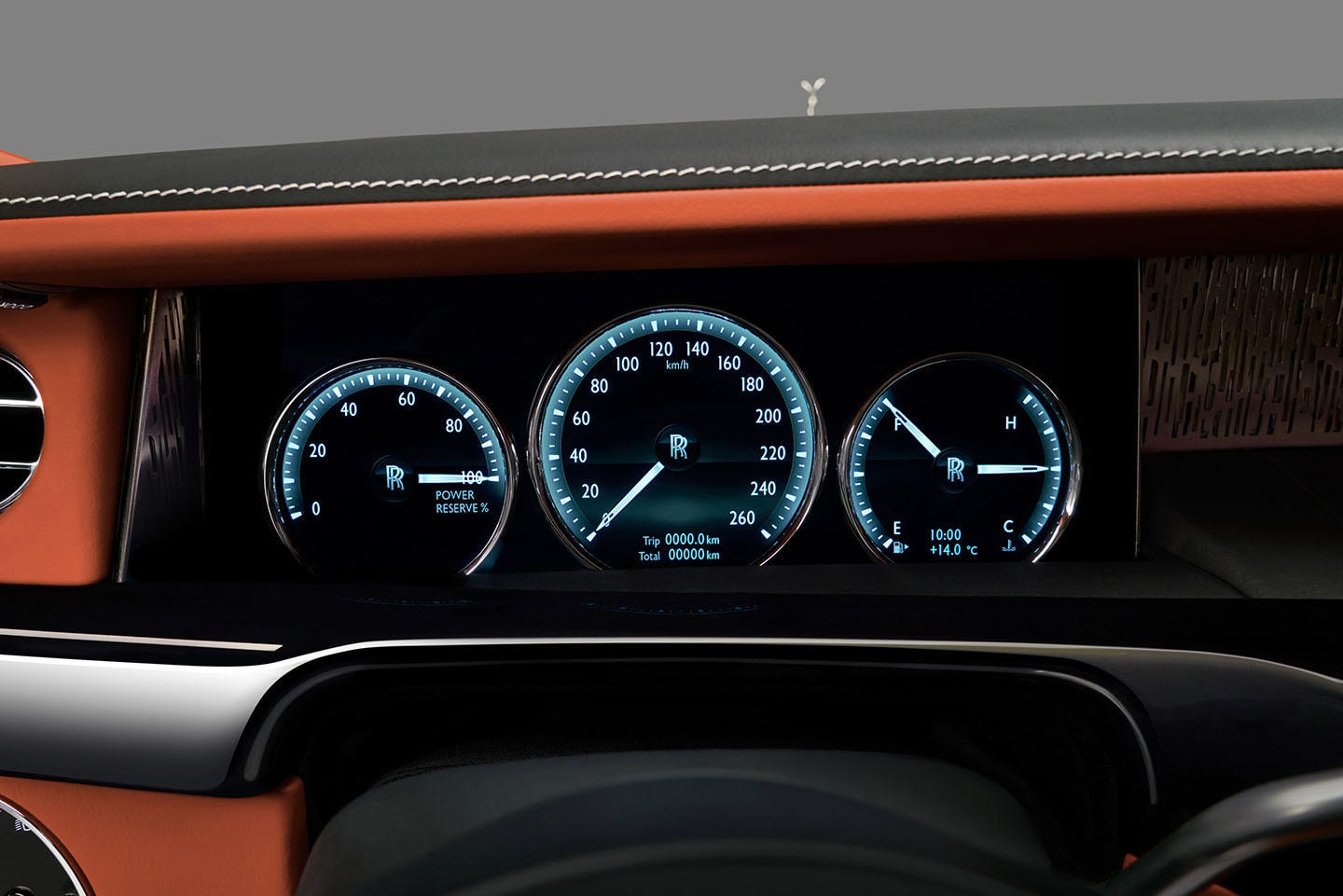 Panel de instrumentos digitales del Phantom que combina tradición y modernidad.