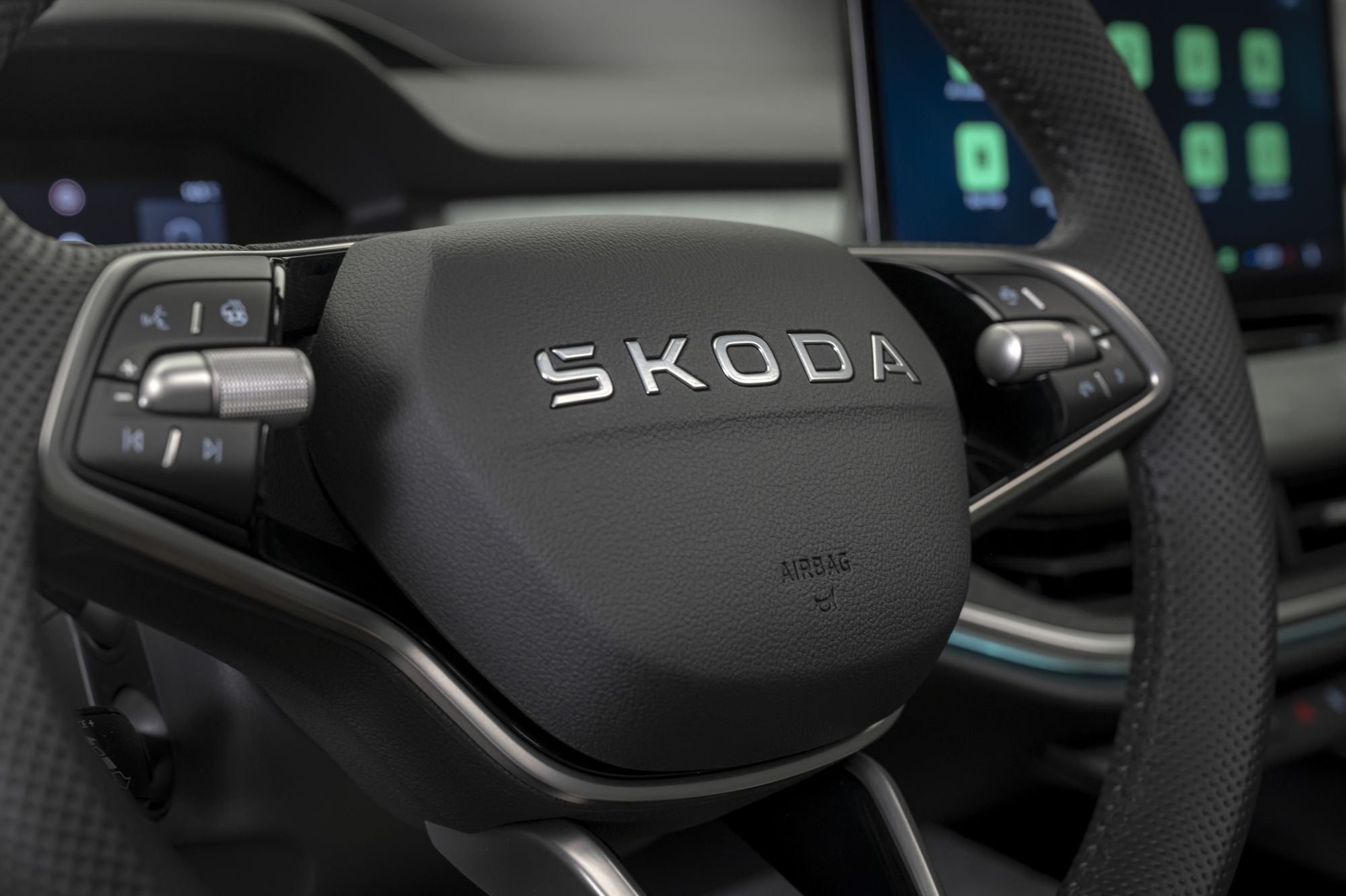 Detalle de la tapicería del asiento en el Skoda Enyaq iV