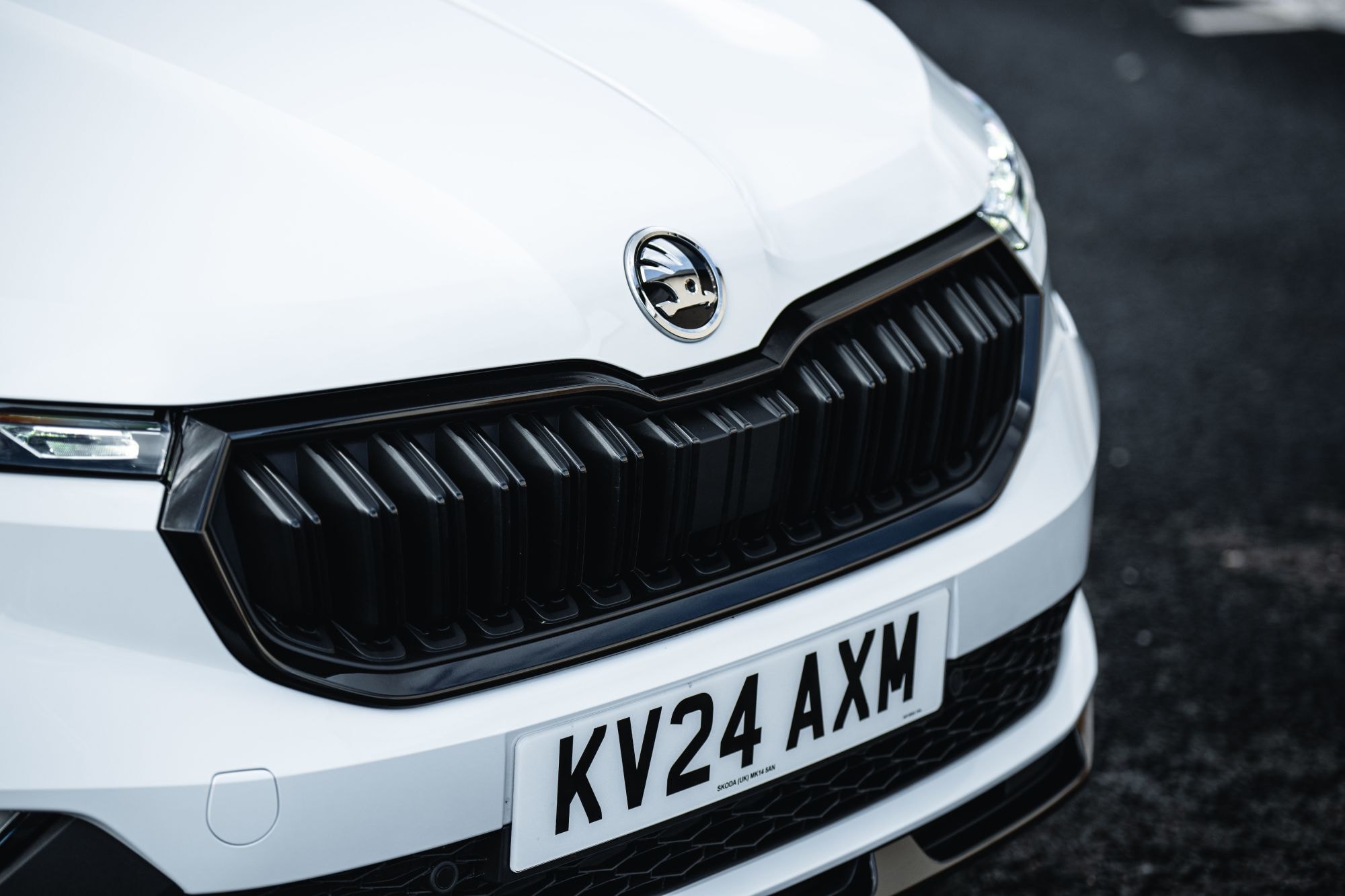 Logotipo del modelo KAMIQ en la parte trasera del vehículo.