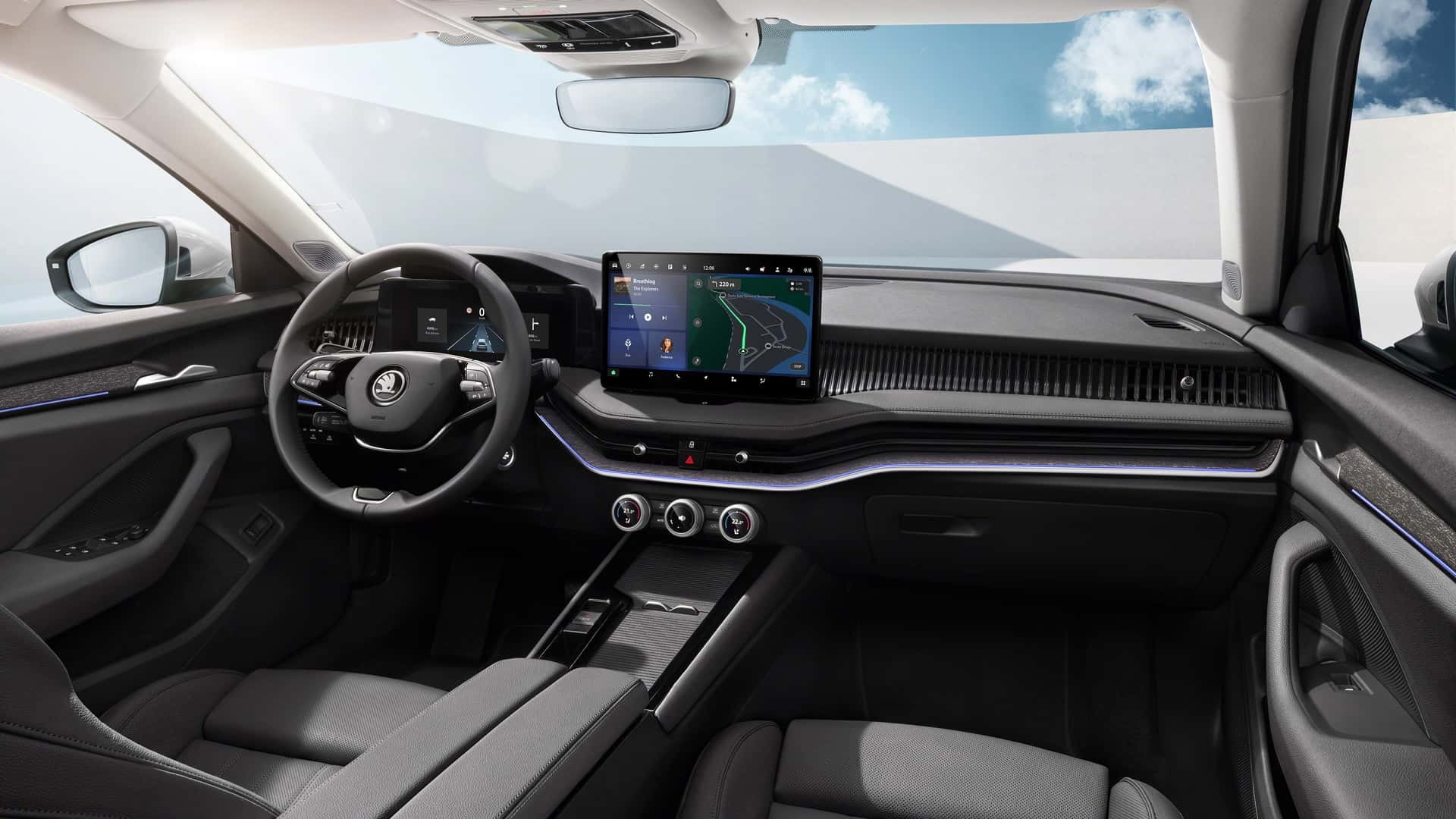 Habitáculo moderno y tecnológico del Skoda Superb Combi.