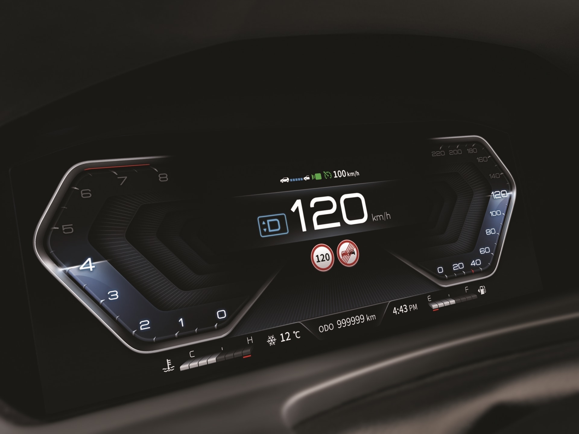 Cuadro de instrumentos digital del Rexton, moderno y legible.