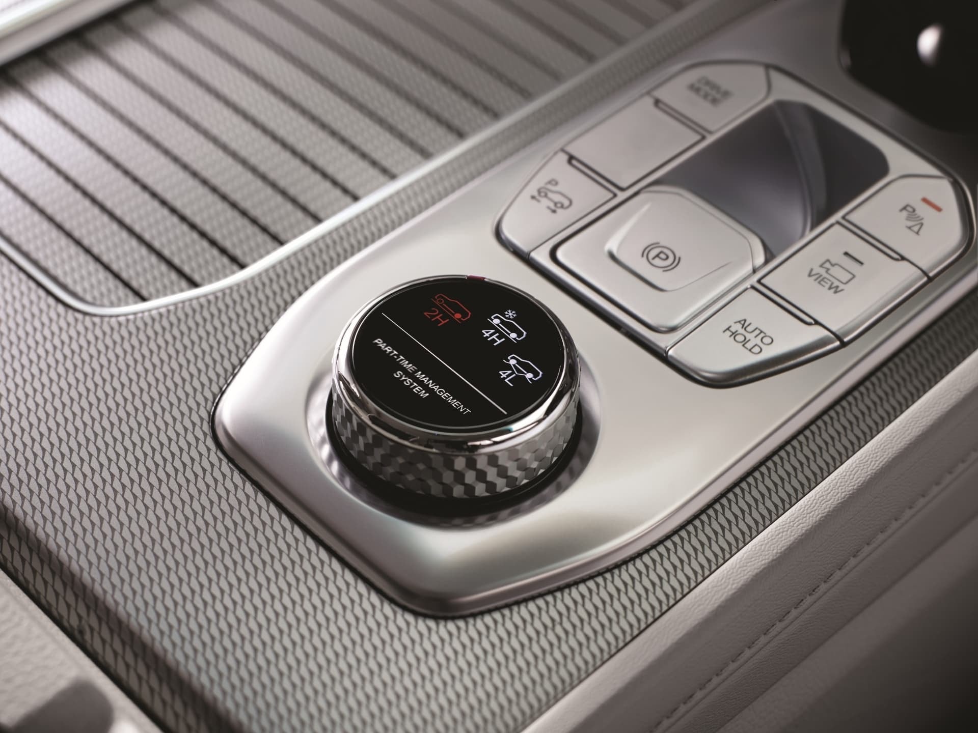 Selector de modo de terreno en la consola central.