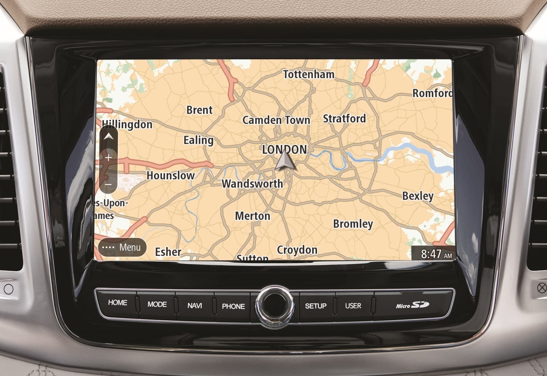 La pantalla de navegación del Rexton, con información clara y accesible para el conductor.