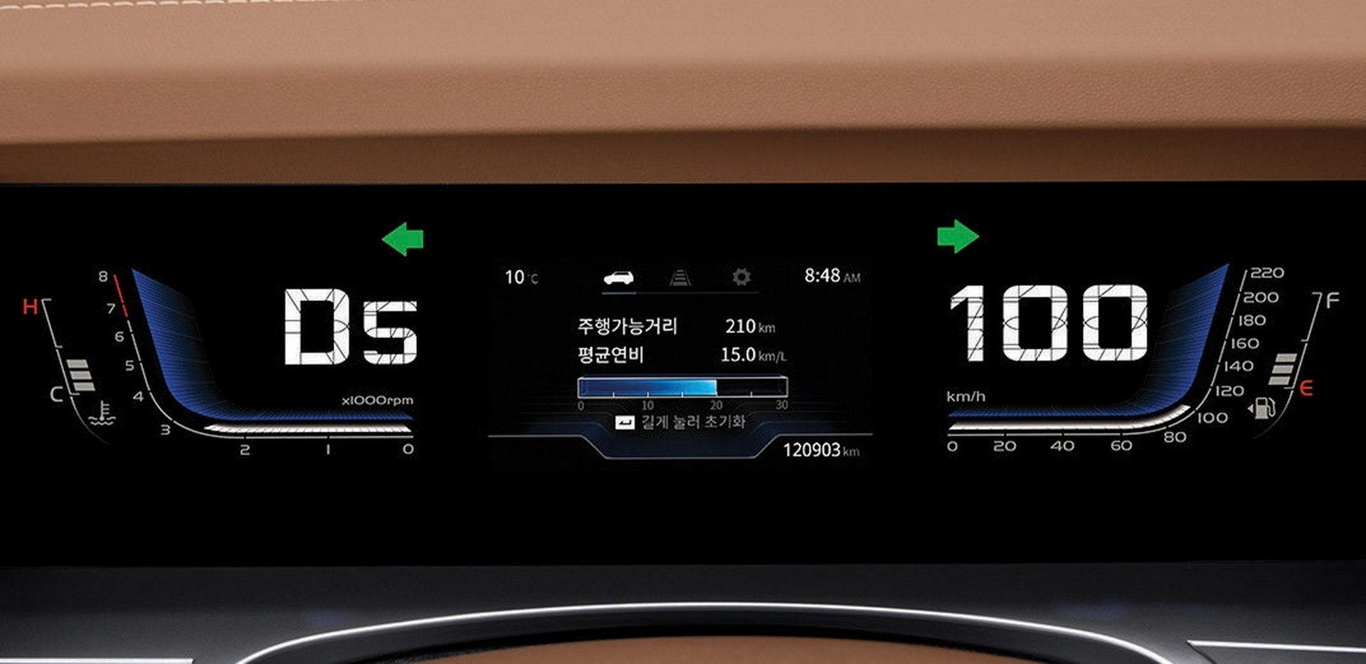 Cuadro de instrumentos digital destacando la información clave de conducción.