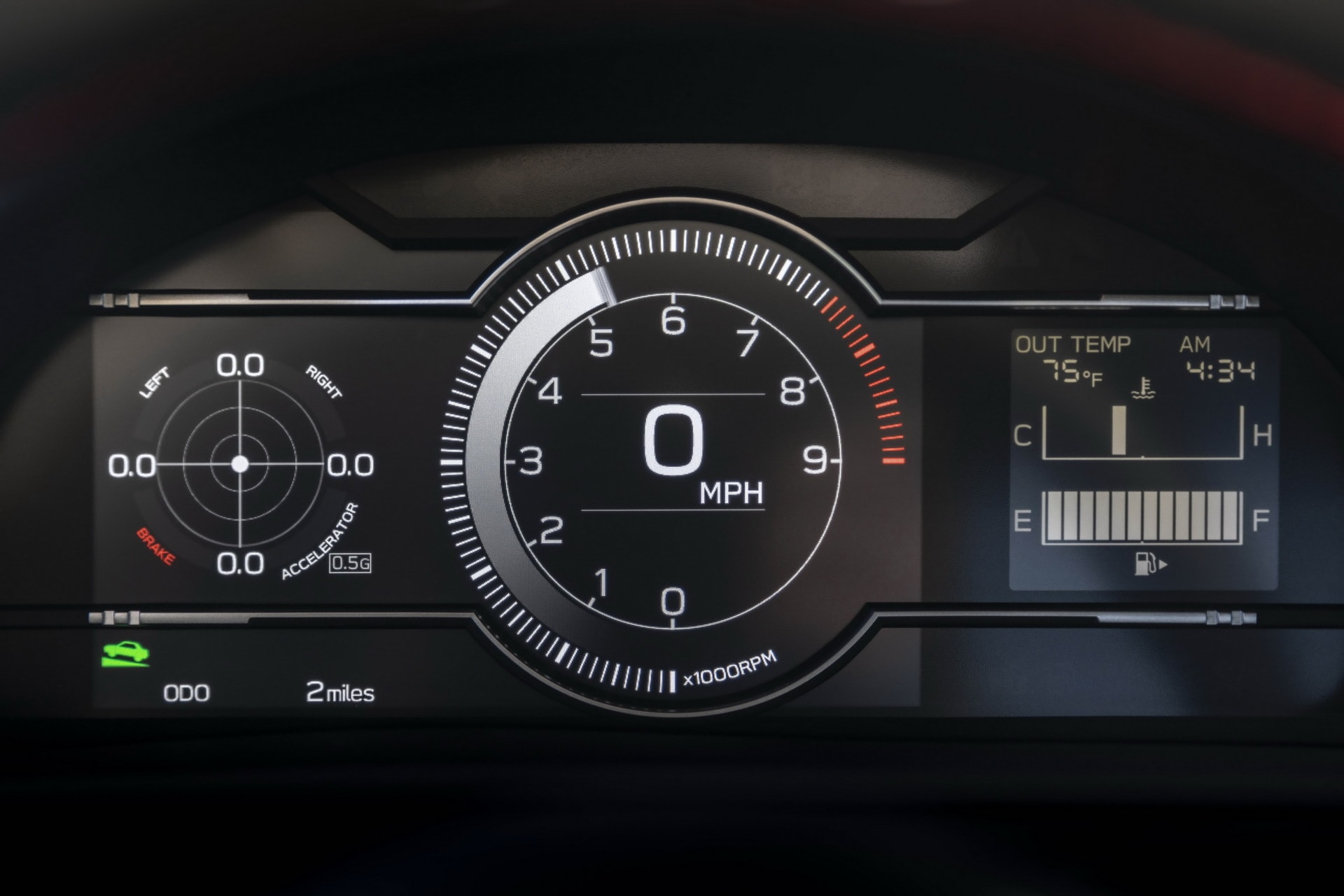 Panel de instrumentos digital del Subaru BRZ con diseño moderno