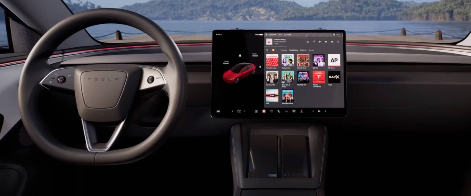 Tesla Model 3 durante el proceso de carga en una estación Tesla.