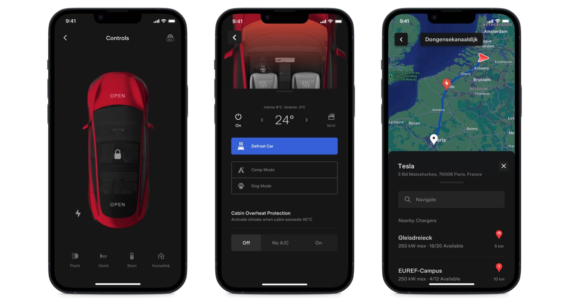 Detalle del centro de bebidas del Tesla Model 3.