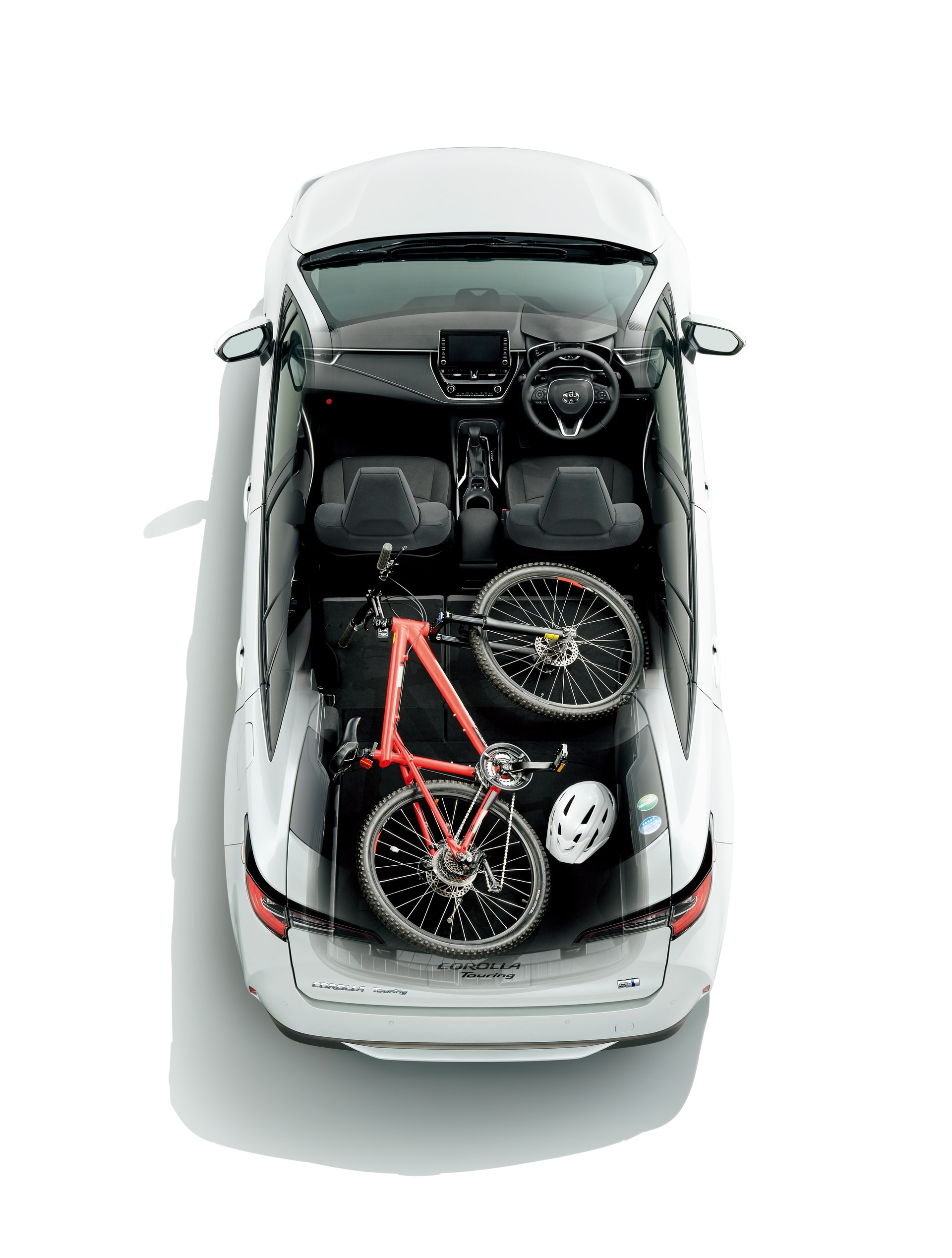 Imagen superior mostrando la versatilidad del maletero con bicicleta cargada