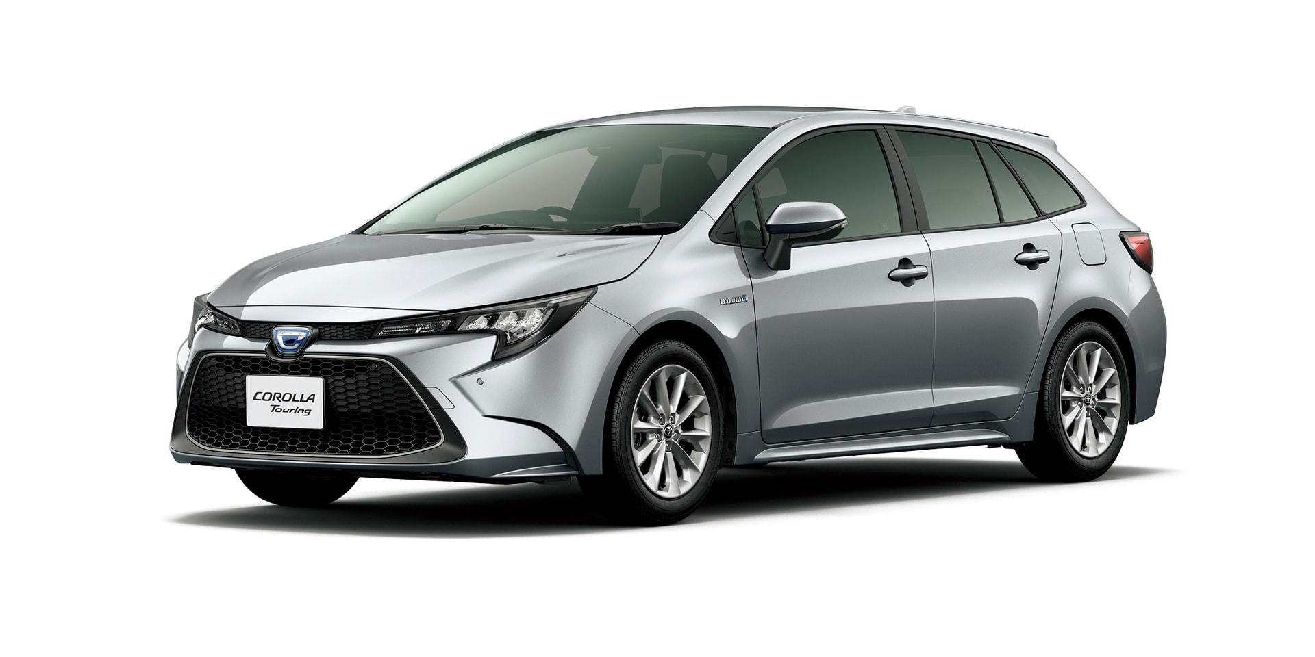 Perfil lateral del Toyota Corolla Touring Sports Híbrido en color gris plata.