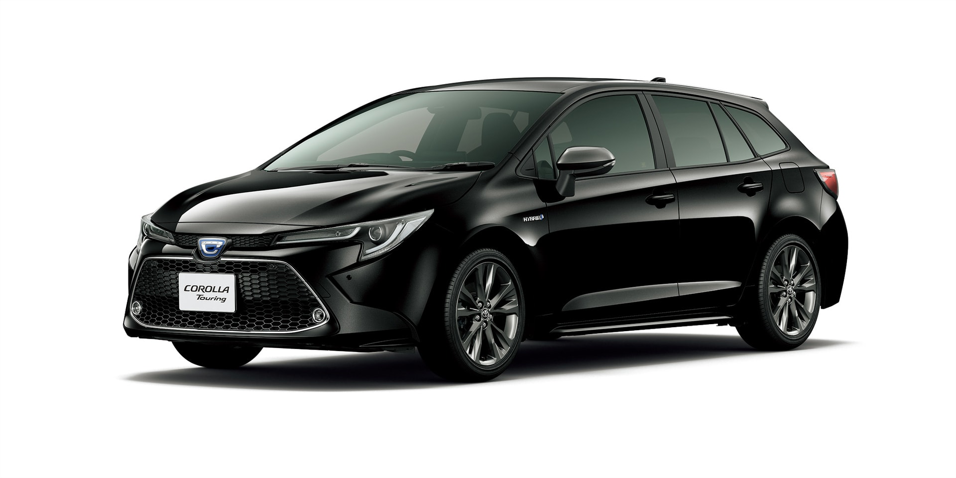 Perfil lateral del Toyota Corolla Touring Sports Híbrido en color negro.
