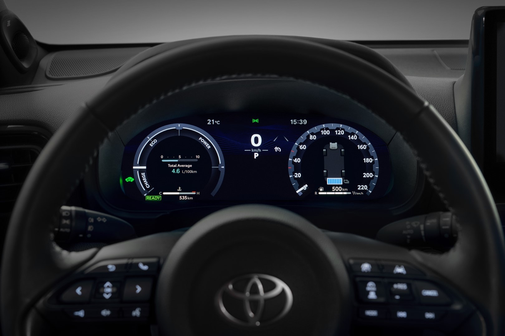 Vista del cuadro de instrumentos digital en el Toyota Yaris Cross.