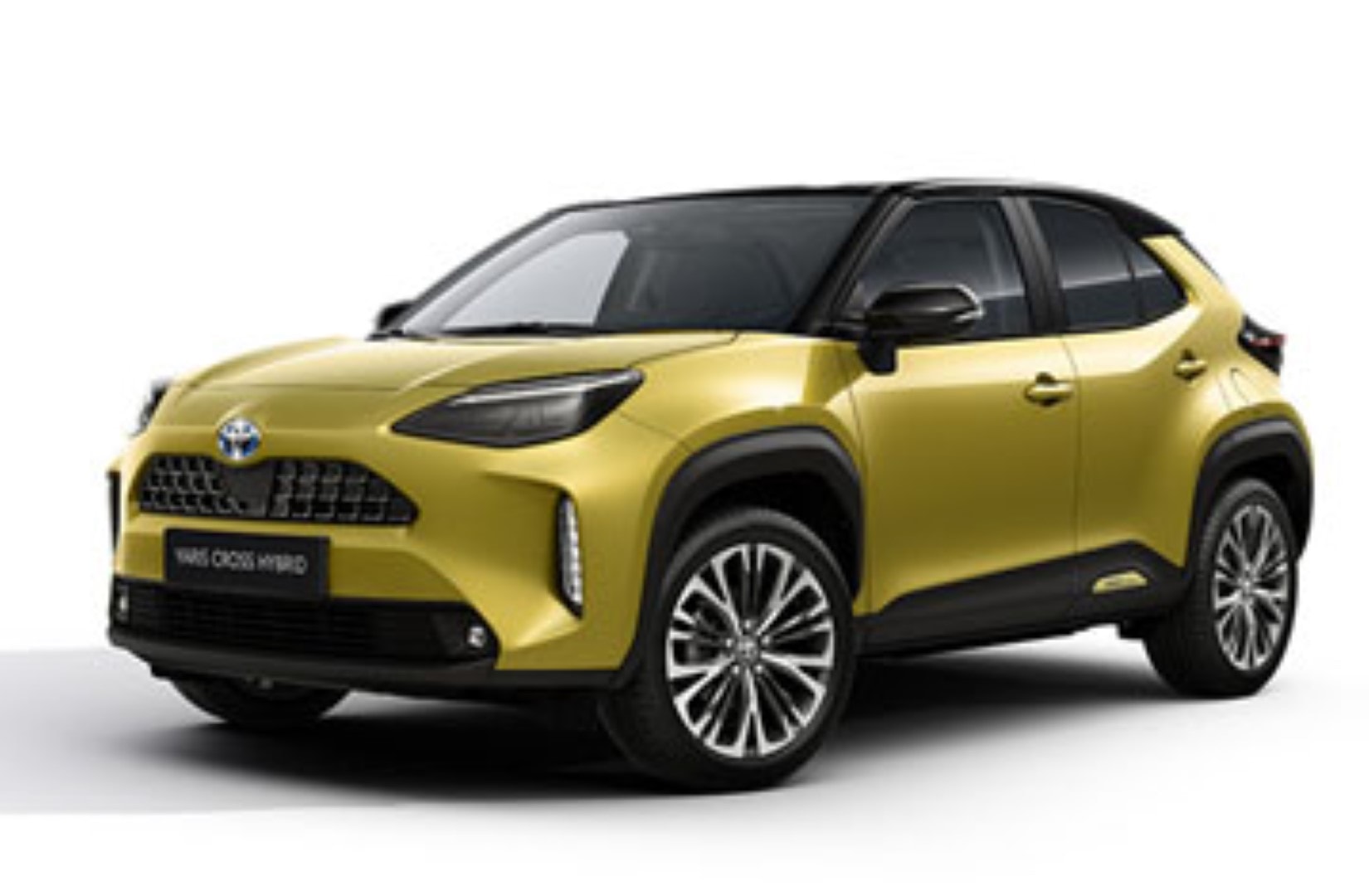 Toyota Yaris Cross híbrido mostrando su línea lateral y frontal.