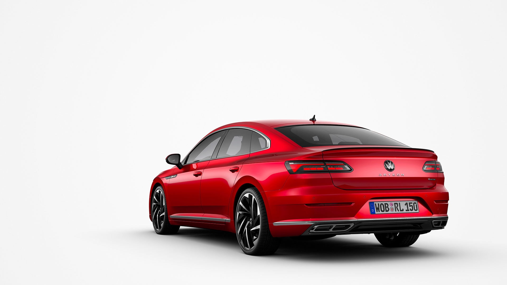 El Arteon muestra su diseño trasero y perfil lateral en rojo.