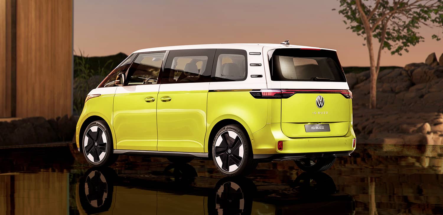 Perfil trasero del ID. Buzz destacando diseño y líneas modernas.