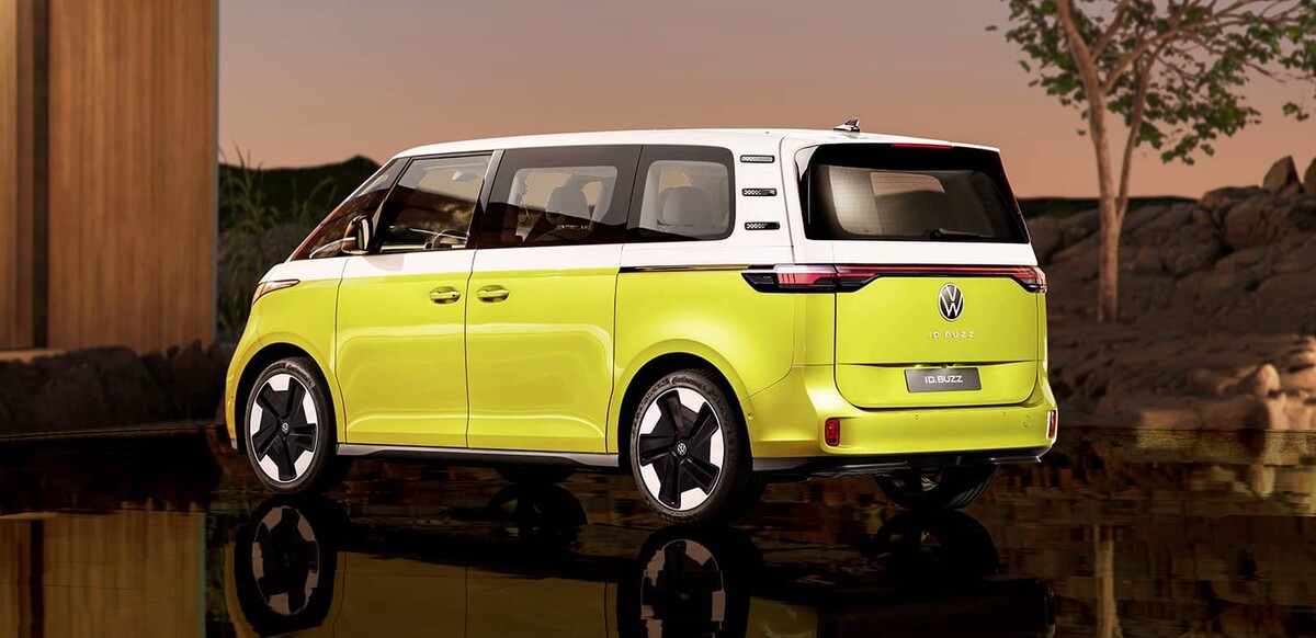 Perfil trasero del ID. Buzz destacando diseño y líneas modernas. Perfil trasero del ID. Buzz destacando diseño y líneas modernas.