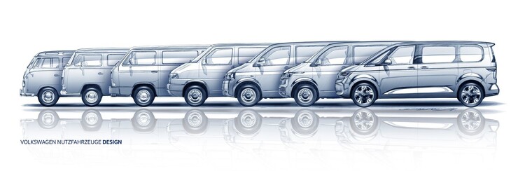 Evolución del diseño de Volkswagen Multivan a lo largo de los años. Evolución del diseño de Volkswagen Multivan a lo largo de los años.