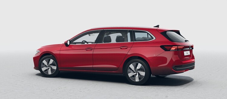 Perfil lateral y trasero del Volkswagen Passat Variant en rojo. Perfil lateral y trasero del Volkswagen Passat Variant en rojo.