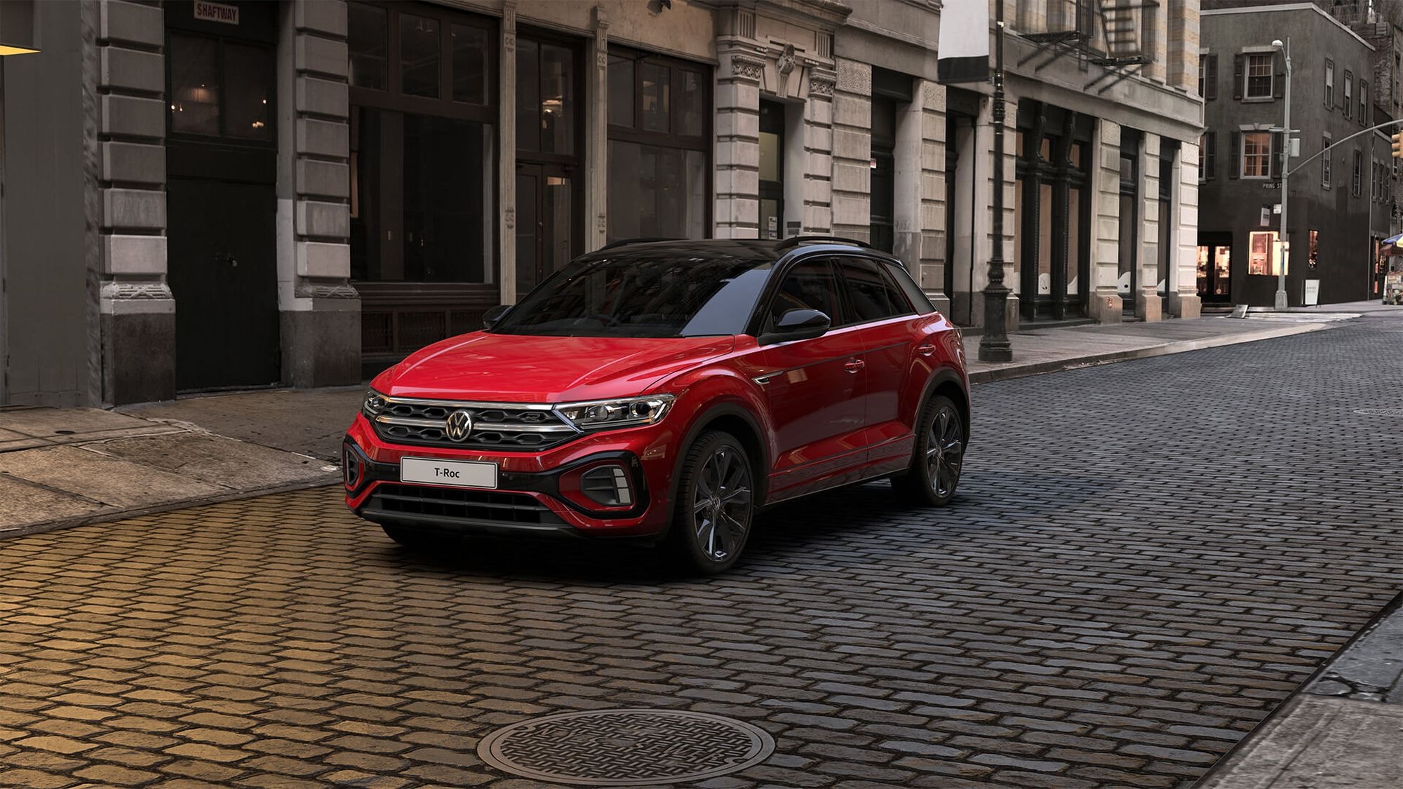 Perspectiva trasera del T-Roc, con un diseño que atrae todas las miradas.