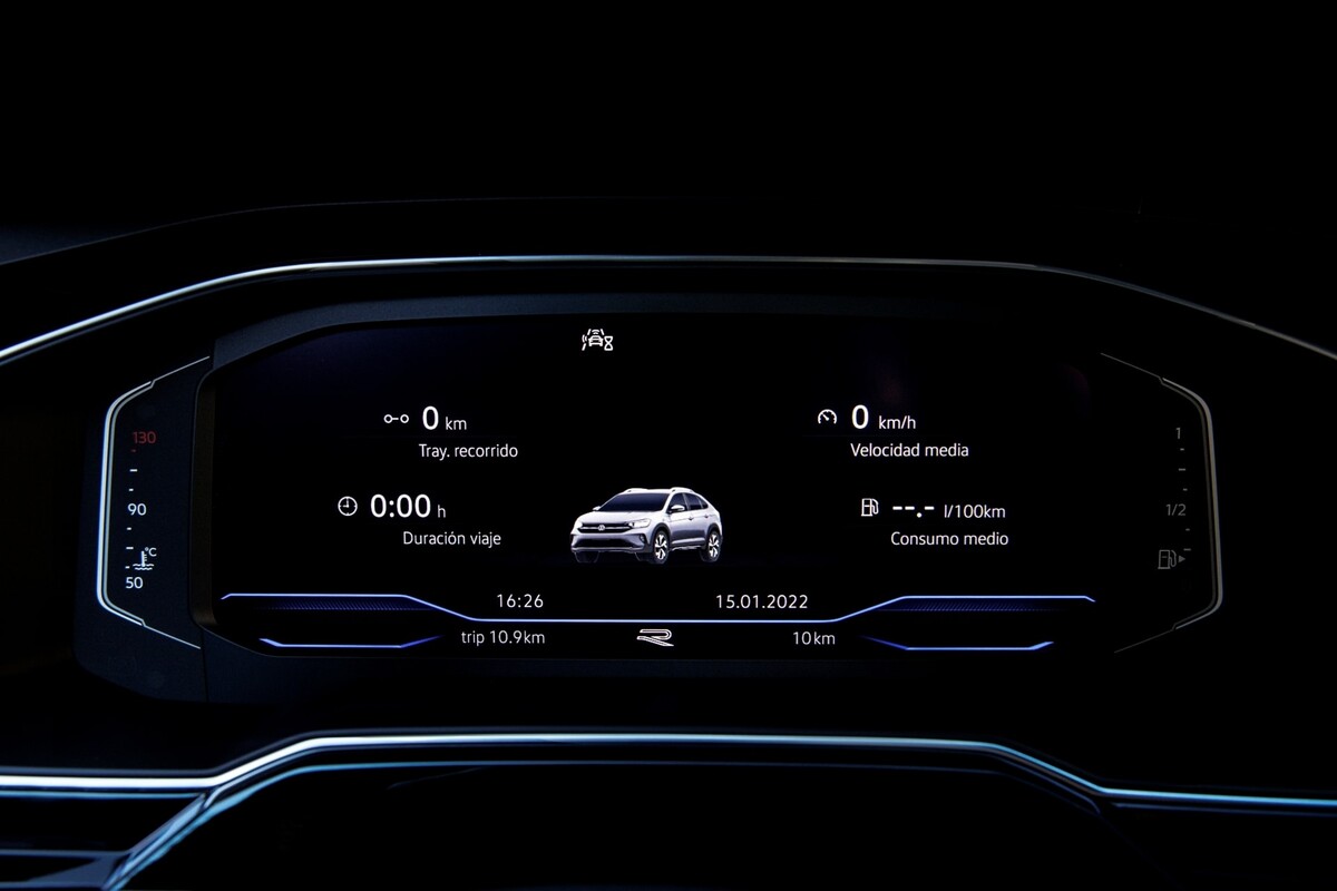 Pantalla de instrumentación digital configurable en el Volkswagen Taigo. Pantalla de instrumentación digital configurable en el Volkswagen Taigo.