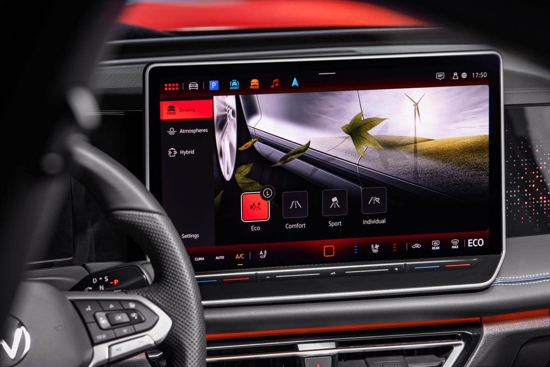 Sistema de infotainment del Tiguan con pantalla táctil.