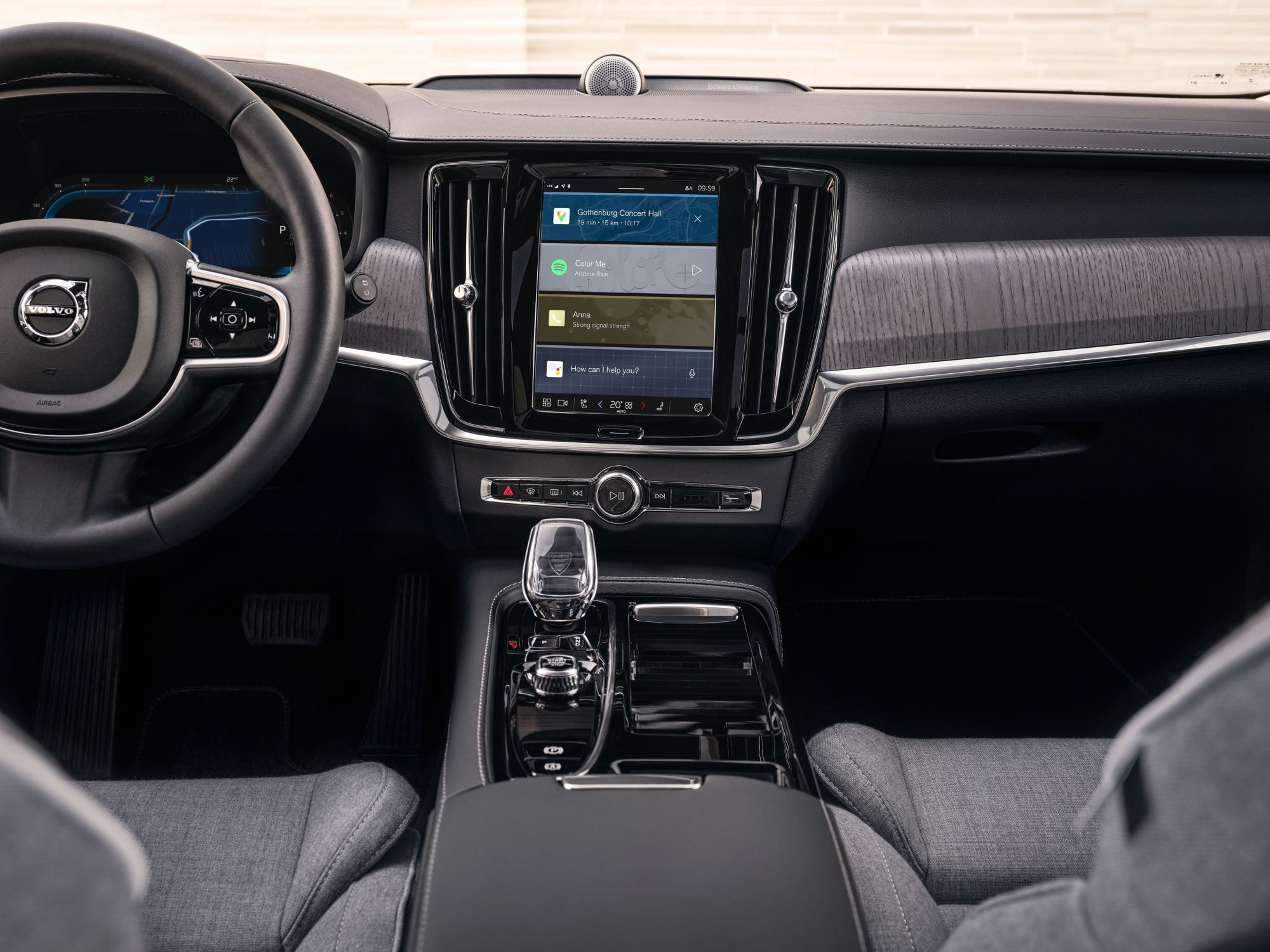 Texto detallado de los tejidos utilizados en los asientos del V90 Híbrido.